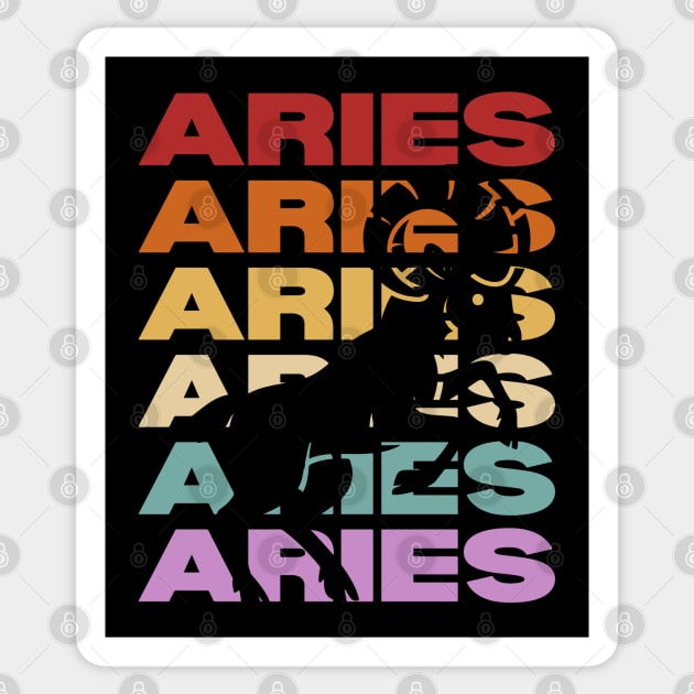 Aries Zodiac - Retro Vintage Pastel Typography - Birthday Gift Sticker by TuncGK